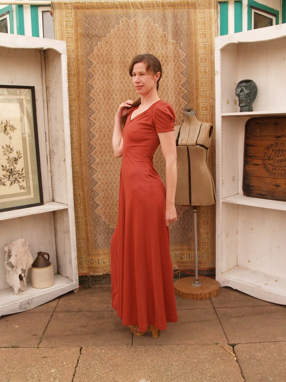 Vintage Slinky Polyester Maxi Dress - image 4