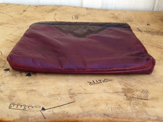 Vintage 1980's Leather and Snake Skin Aubergine P… - image 7