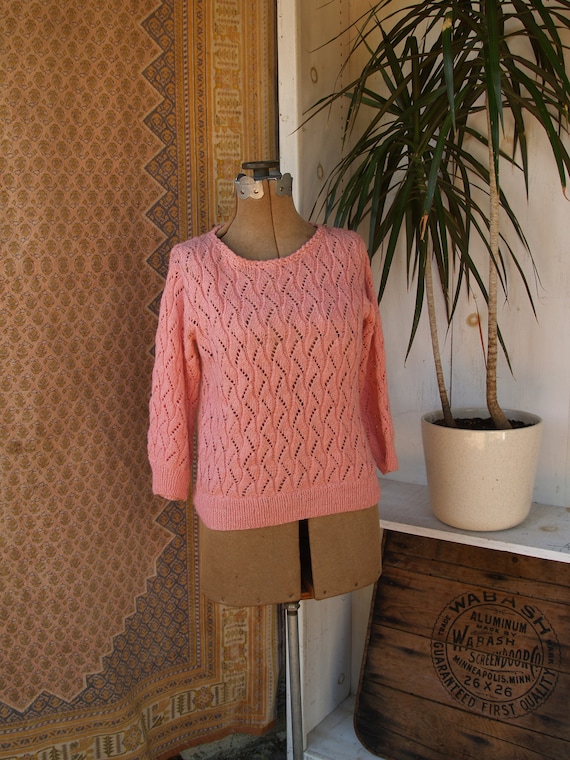 Vintage Eighties Does Fifties Open Knit Sweater//… - image 2