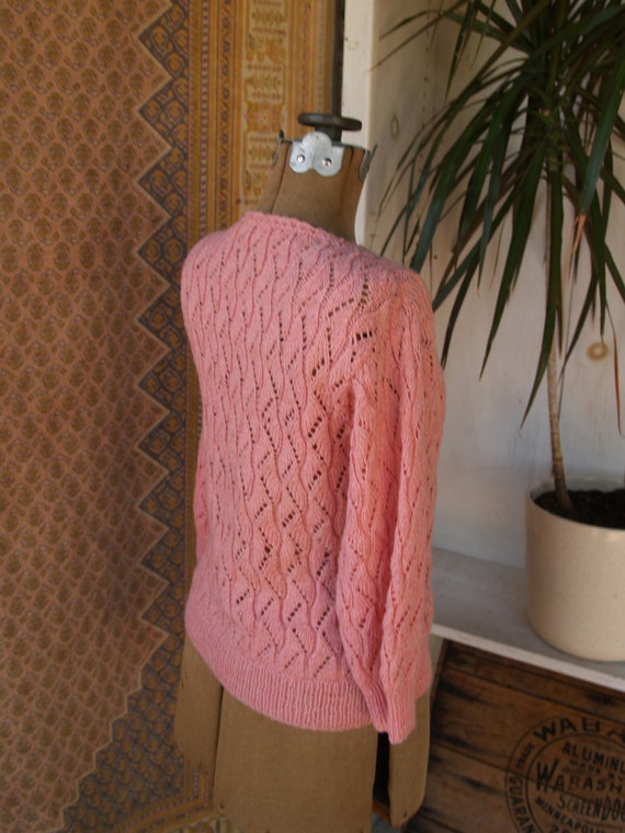 Vintage Eighties Does Fifties Open Knit Sweater//… - image 5