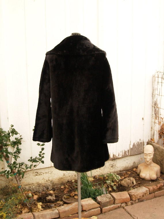 Dark Brown Plush Coat with Bell Sleeves - image 2