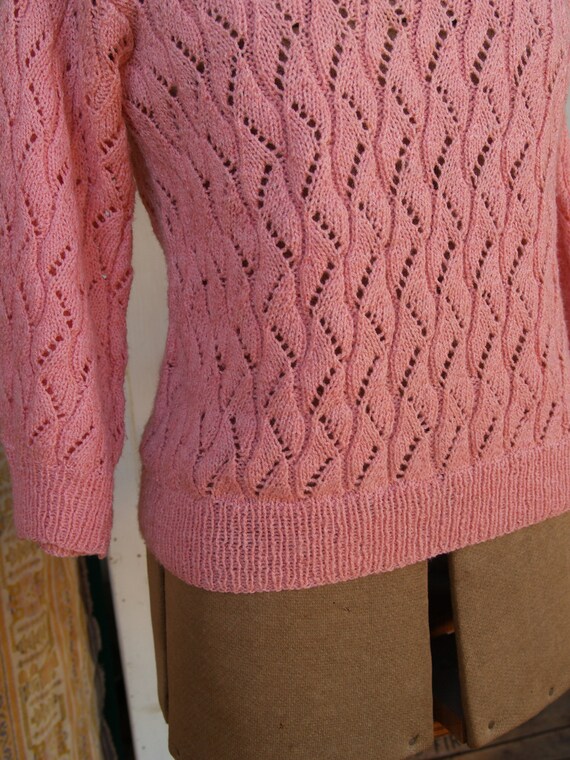 Vintage Eighties Does Fifties Open Knit Sweater//… - image 9