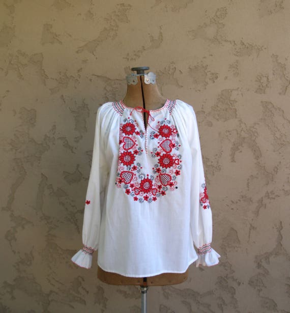 red peasant blouse