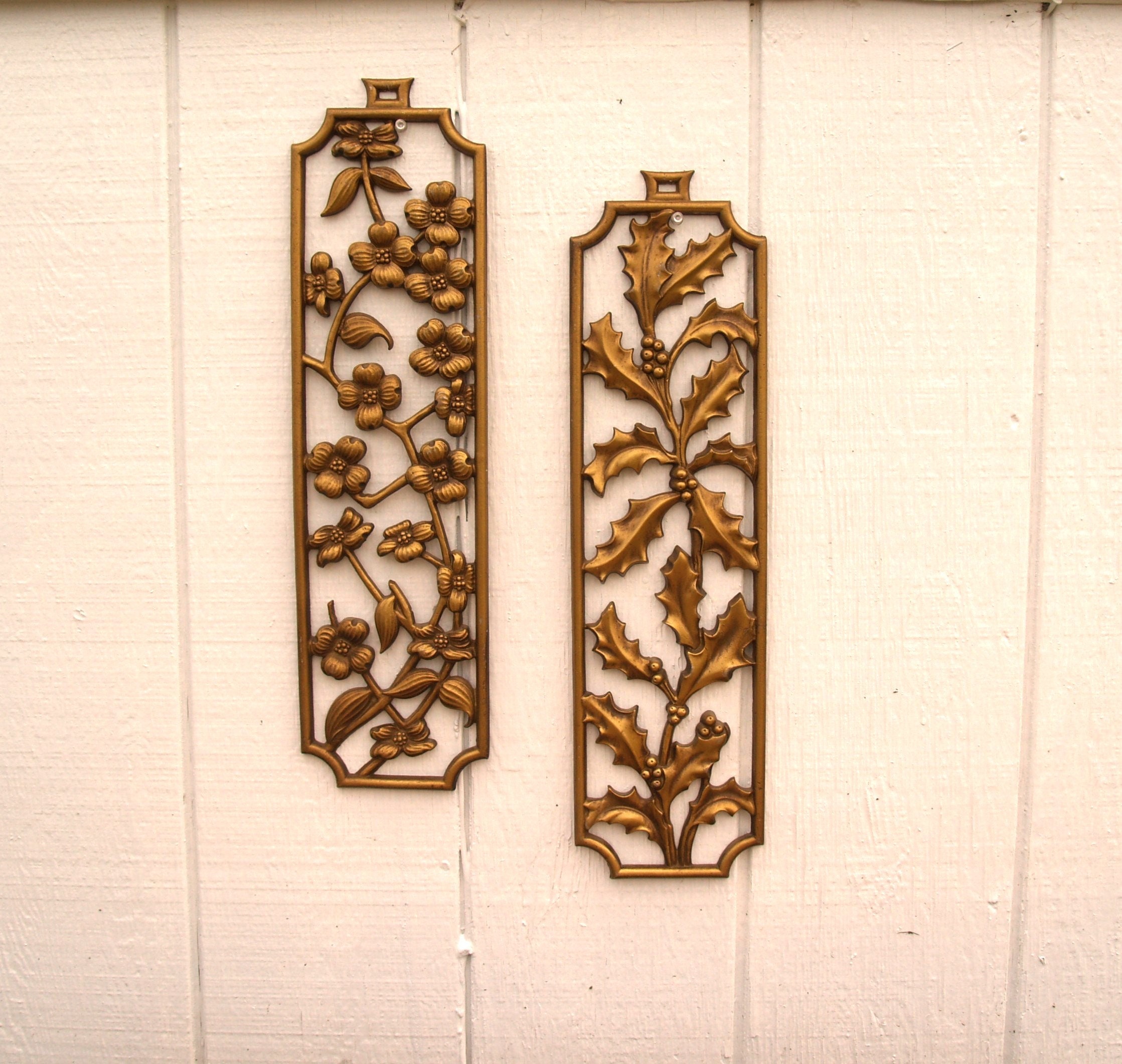 Vintage Floral Metal Wall Plaques by Sexton | Etsy