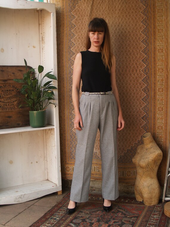 Vintage Grey Wool High Waist Straight Legged Herri