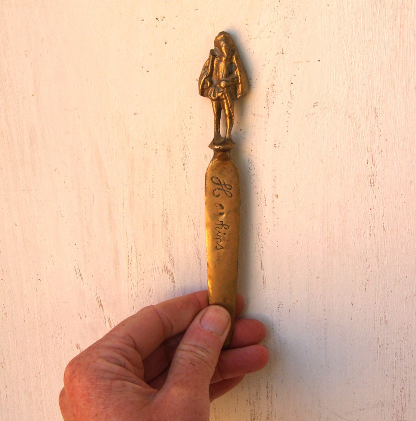 Vintage Brass Letter Opener With Spanish Figure//columbus Etsy
