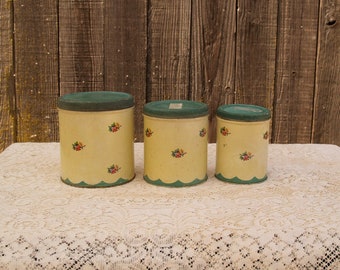 Set of Three Nesting Metal Canisters