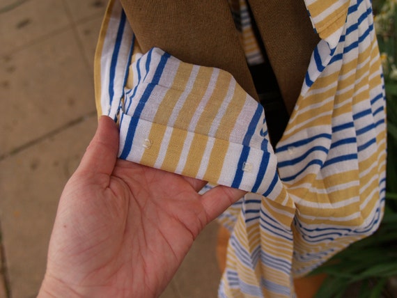 Long Pleated Skirt//Yellow and Blue Stripes - image 6