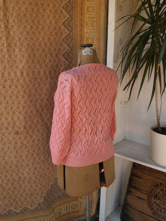 Vintage Eighties Does Fifties Open Knit Sweater//… - image 4