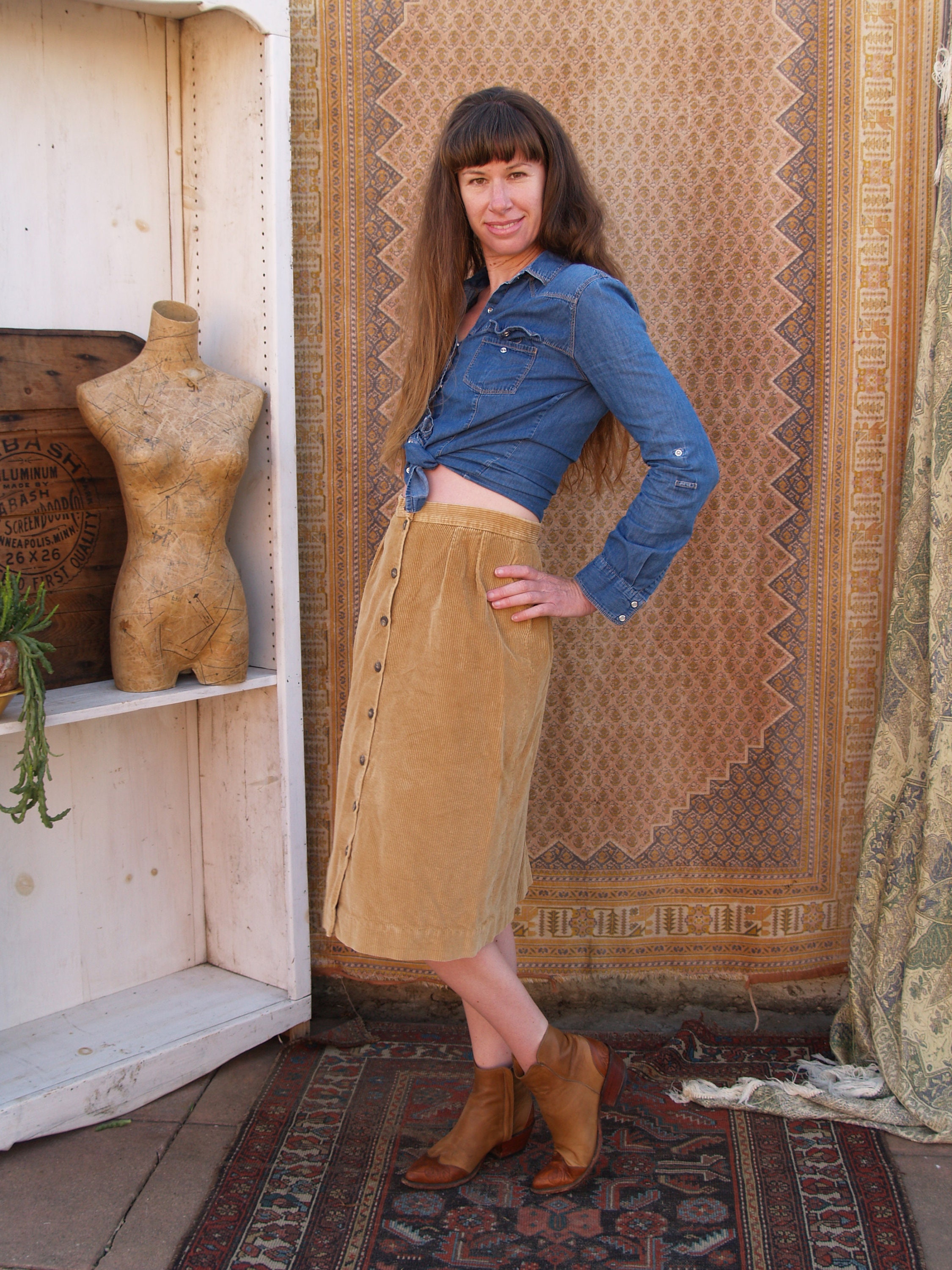 Corduroy skirt denim jacket cheap