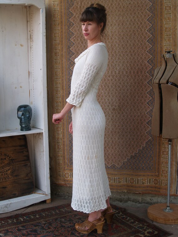 Open Knit Seventies Maxi Dress//Crochet Wedding D… - image 5