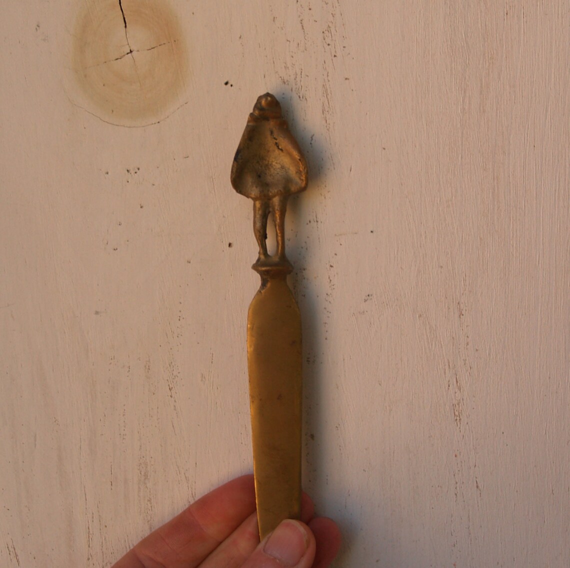 Vintage Brass Letter Opener with Spanish Figure//Columbus Etsy