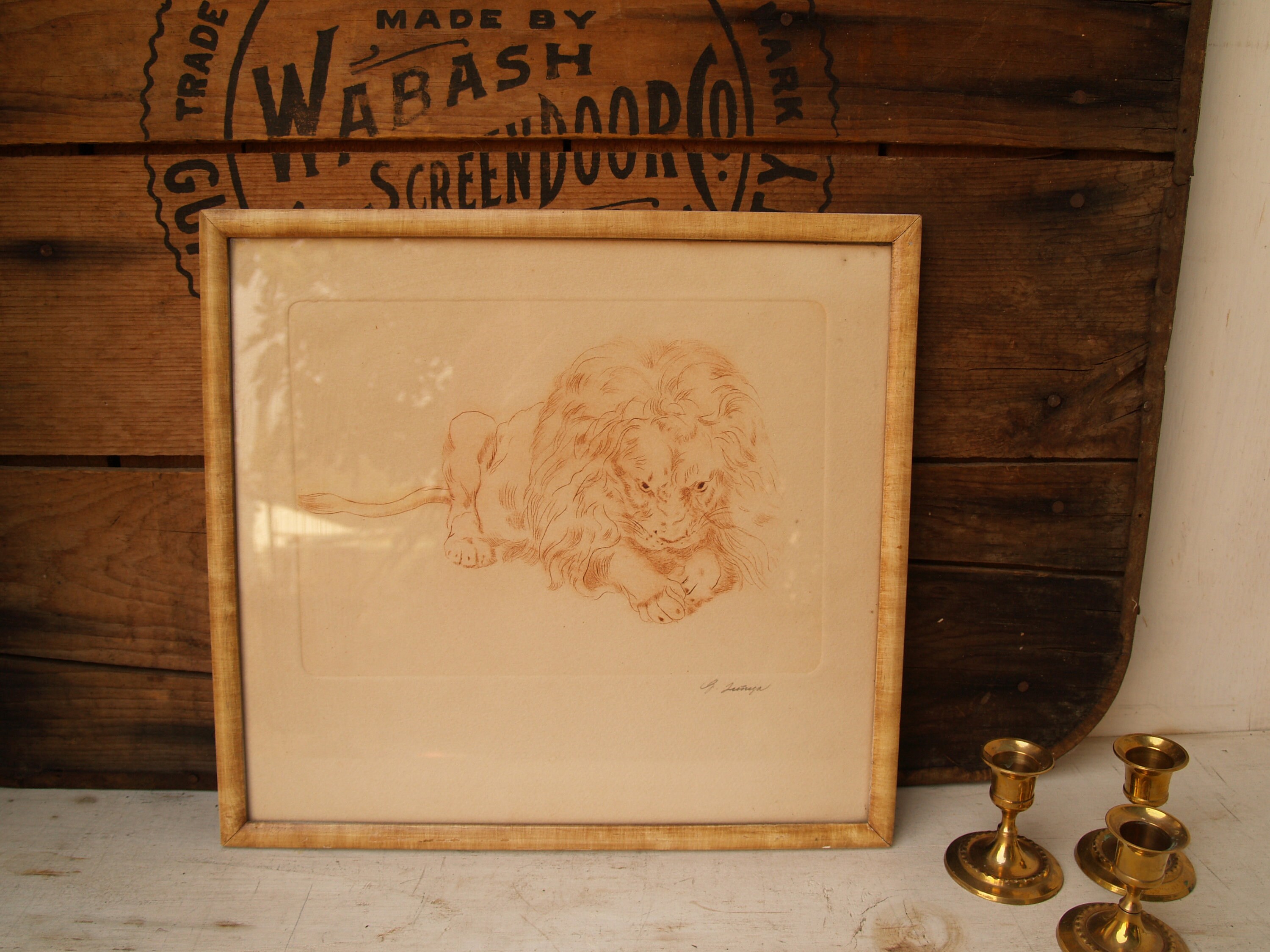 Guillermo Zuniga Original Signed Framed Etching of Lion Etsy