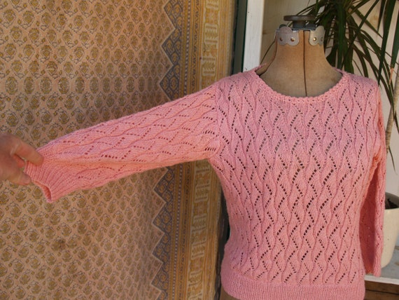 Vintage Eighties Does Fifties Open Knit Sweater//… - image 7