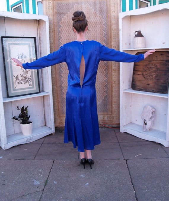 Eighties does Thirties Royal Blue Satin Drop Wais… - image 6