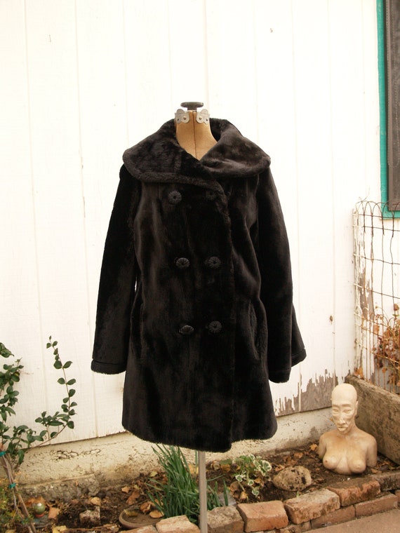 Dark Brown Plush Coat with Bell Sleeves - image 1