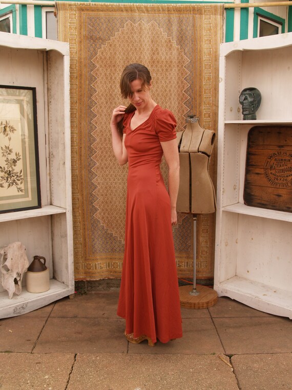 Vintage Slinky Polyester Maxi Dress - image 5