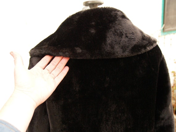 Dark Brown Plush Coat with Bell Sleeves - image 4