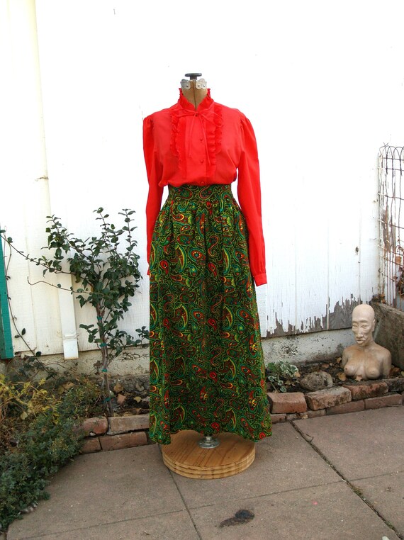 Mod Velvet Paisley Flourescent Maxi Skirt
