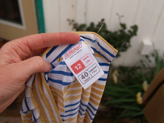 Long Pleated Skirt//Yellow and Blue Stripes - image 7