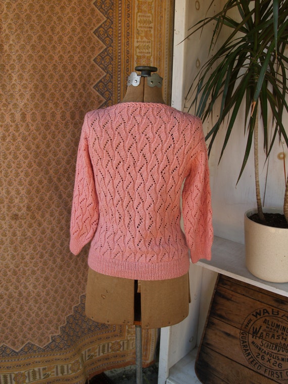 Vintage Eighties Does Fifties Open Knit Sweater//… - image 6