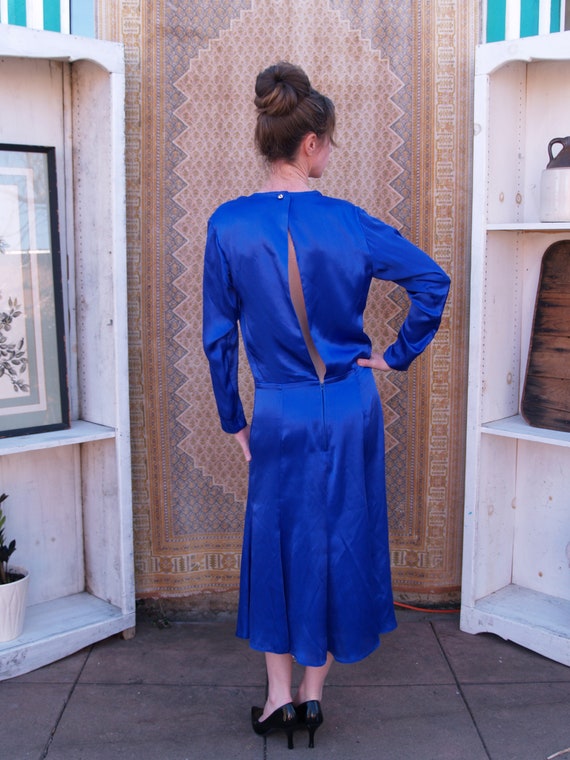 Eighties does Thirties Royal Blue Satin Drop Wais… - image 7