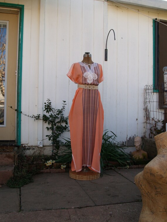 Vintage Lightweight Semi-Sheer Moroccan Kaftan Max