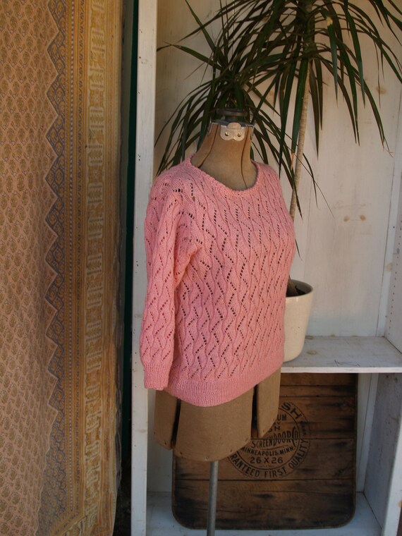 Vintage Eighties Does Fifties Open Knit Sweater//… - image 3