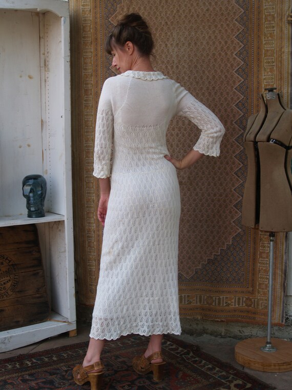 Open Knit Seventies Maxi Dress//Crochet Wedding D… - image 7