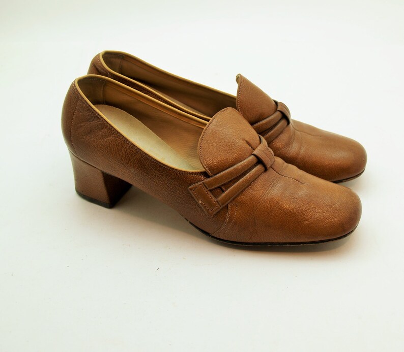 brown square toe heels