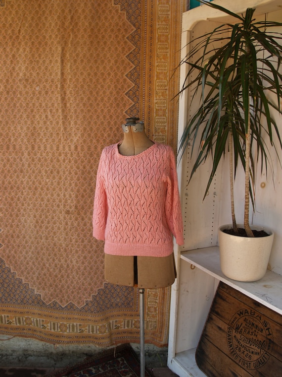 Vintage Eighties Does Fifties Open Knit Sweater//… - image 1
