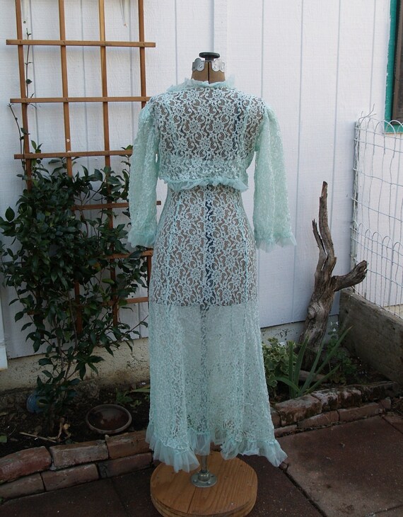 Vintage Mint Green Lace Two Piece Lingerie Set - image 4