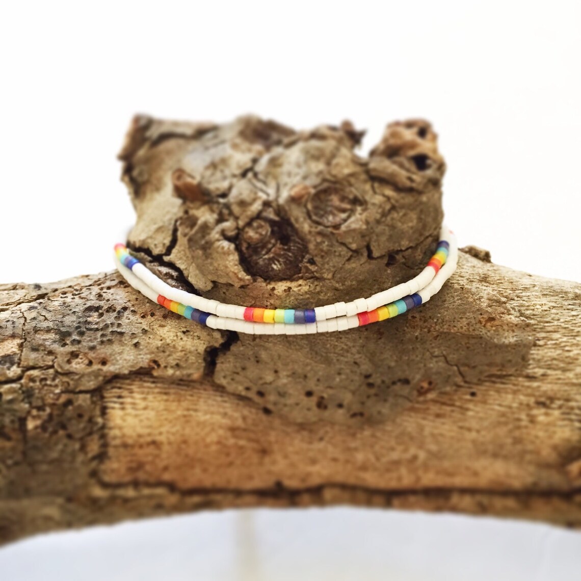 Modern Layered Delicate Seed Bracelet With Rainbow Pattern | Etsy