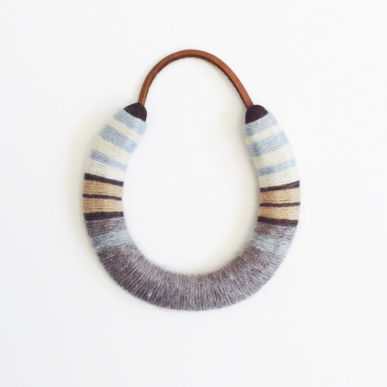 Neutral Lucky Yarn Bombed Horseshoe Neutral Blue Etsy