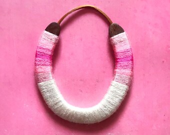 Serape style lucky yarnbombed horseshoe Rosé (light pink ombré)