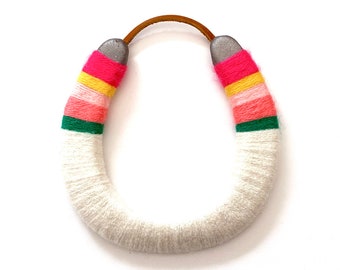 Serape styled lucky yarn wrapped horseshoe-garden party