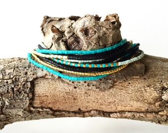 One- Colorful modern delicate glass seed bead necklace/ wrap bracelet