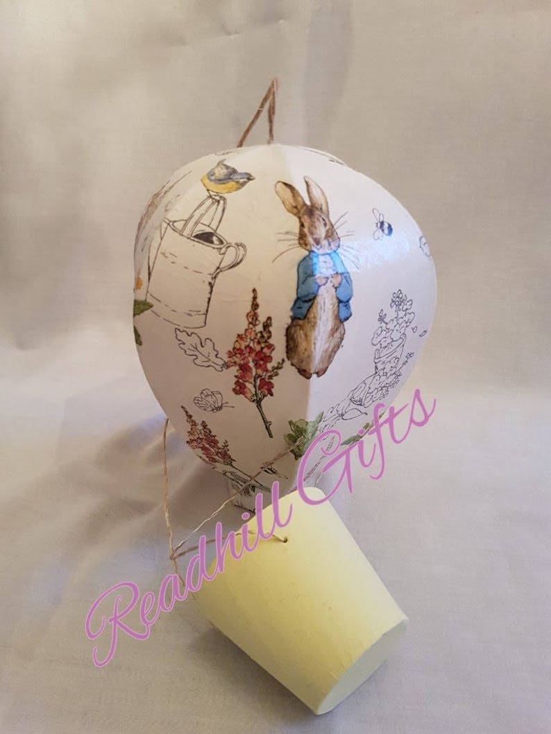 Hand Decoupaged Papier Mache Peter Rabbit Hot Air Balloon Etsy UK