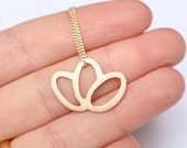 Necklace, copper pendant with delicate gold-plated silver chain, copper jewelry, floral shape