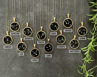 Zodiac Necklace, Gold Constellation Necklace, Star Sign Necklace, Astrology Necklace, Zodiac Sign, Zodiac Jewelry, Starsign Jewelry