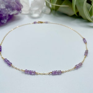 Amethyst Necklace, February Birthstone Necklace, February Birthday Necklace, Dainty Minimalist Necklace, Tiny Purple Necklace