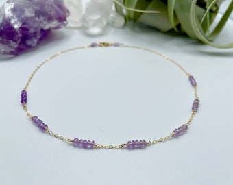 Amethyst Necklace, February Birthstone Necklace, February Birthday Necklace, Dainty Minimalist Necklace, Tiny Purple Necklace