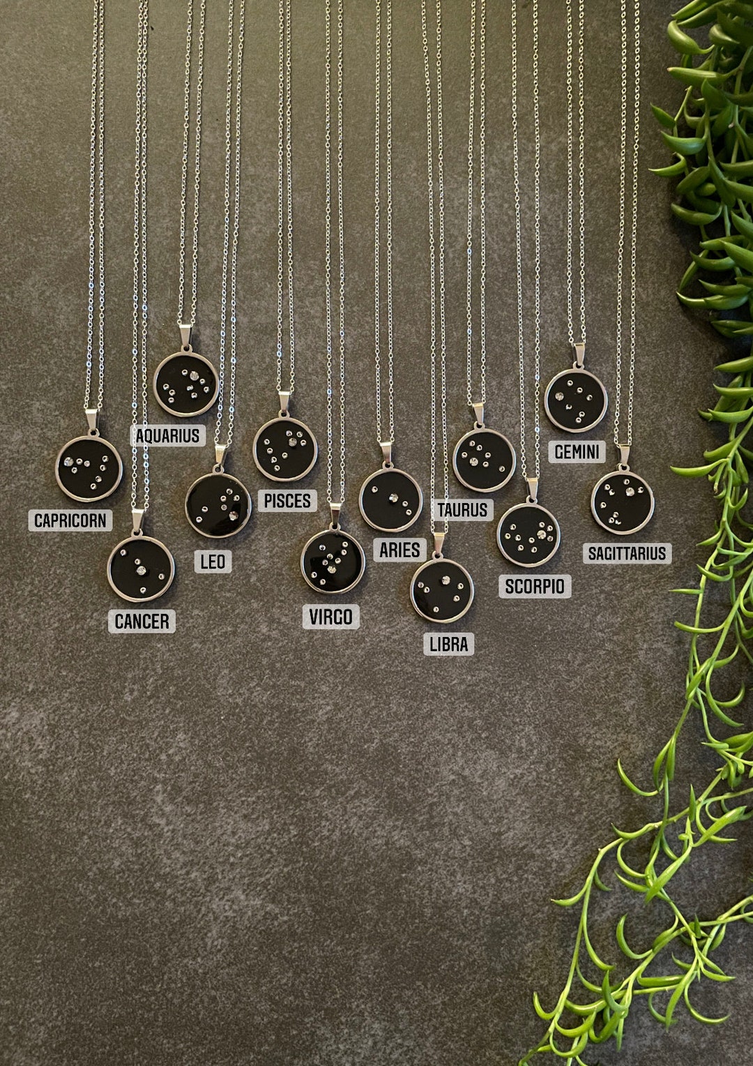 Zodiac Necklace, Silver Constellation Necklace, Star Sign Necklace ...