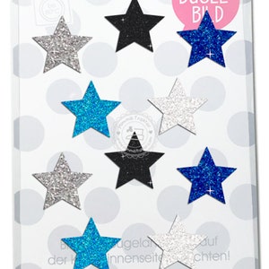Bügelbild 10 GLITZER Sterne, Größe 3 cm BUNTES SET Aufbügler Applikationen Bügelsticker für Stoffe Textilien Kinder zum Aufbügeln Flicken image 1