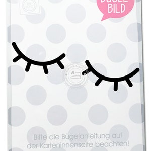 Bügelbild Wimpern 12,5 cm (5 cm) SCHWARZ Flockfolie Aufbügler Applikationen Bügelsticker für Stoffe Textilien Kinder zum Aufbügeln Flicken