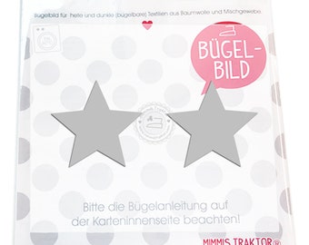 Bügelbild 2 Stk. Reflektor Sterne 5 cm SILBER Aufbügler Applikationen Bügelsticker für Stoffe Textilien Kinder zum Aufbügeln Flicken