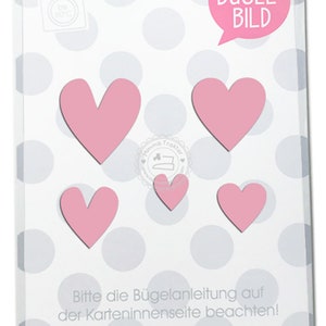 Bügelbild 5 Herzen 3,5 cm bis 1,5 cm Flockfolie Aufbügler Applikationen Bügelsticker für Stoffe Textilien Kinder zum Aufbügeln Flicken image 1