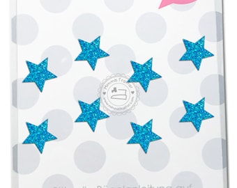 Bügelbild 8 GLITZER Mini Sterne, Größe 2 cm Aufbügler Applikationen Bügelsticker für Stoffe Textilien Kinder zum Aufbügeln Flicken