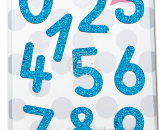 GLITZER Zahlen 4 cm Bügelbild günstiges Zahlen-Set - Geburtstagszahlen 10 Stück Ziffern (0, 1, 2, 3, 4, 5, 6, 7, 8, 9), 4 cm FARBWAHL
