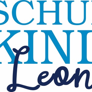 Bügelbild Schulkind Farbwahl Wunschname Jahr 14 cm handwritten FLEXFOLIE Schulstart Aufbügler Bügelsticker für Stoffe Textilien Aufbügeln image 2